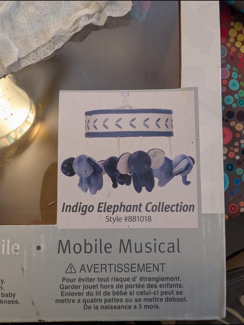 Lambs & ivy Indigo Elephant Collection Musical Mobile - Navy & Light Blue